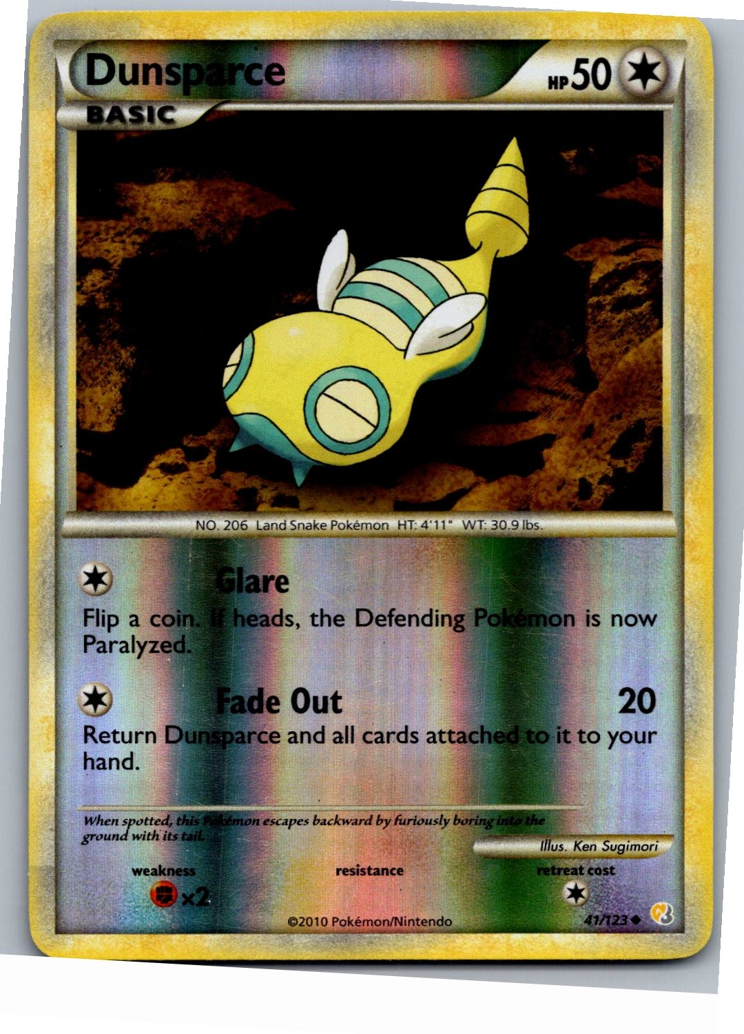 Dunsparce Uncommon HeartGold SoulSilver 41/123 Reverse