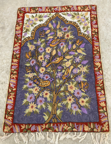 Vintage Artisan Made Hand Woven Kashmiri Floral Kilim Rug Carpet 84x58 cm