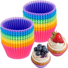 24 Pack Reusable Silicone Cupcake Baking Cups 2.96 inch Multicolor Cups