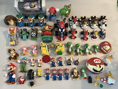 #ad 50 NINTENDO MARIO WORLD PVC KART YOSHI KONG BOWSER MINI FIGURE LOT Amiibo Jakks $69.99