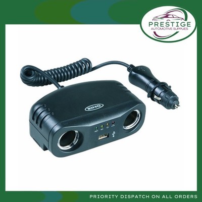 Ring 12V Auto Mehrfachsteckdose mit USB Ladegerät & Zigarettenanzünder Batterieanzeige