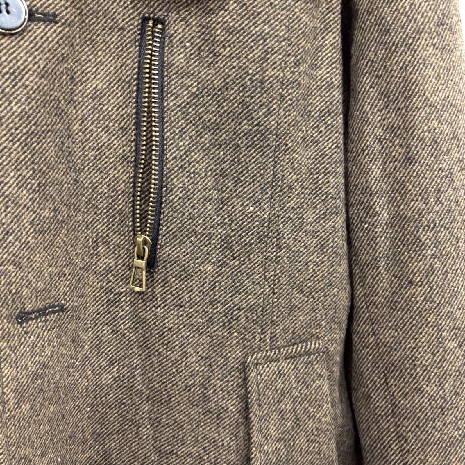 Wantdo Wool Blend Pea Coat Jacket Trench Coat Men L Herringbone Tweed Brown NEW - product detail image 7
