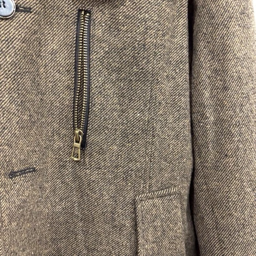 Wantdo Wool Blend Pea Coat Jacket Trench Coat Men L Herringbone Tweed Brown NEW image 7