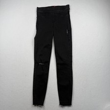 Spanx Jeggings Womens XS Black High Rise Skinny Jeans Leggings Pull On Raw Hem