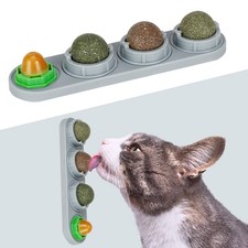 Catnip Ball for Cats Wall, 4 Pack Catnip Toys, Silvervine Balls, Edible Kitty To