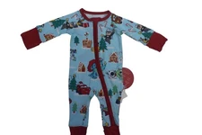 Disney Pixar Little Sleepies Pajamas Baby Newborn Blue Christmas Bamboo Zippy