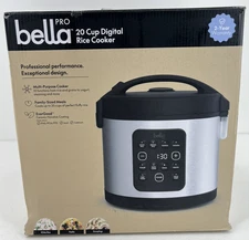 bella PRO - 20-Cup Digital Rice Cooker - Stainless Steel