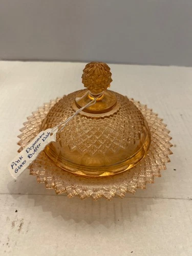 Anchor Hocking MISS AMERICA PINK Depression Glass BUTTER DISH Antique 1930 w/Lid