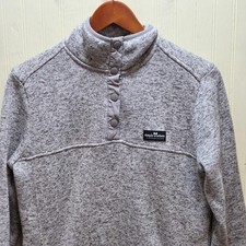 Simply Southern Sweater Womens M Gray Fleece Mock Neck Snap Pullover Cozy