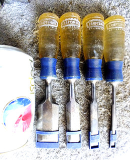 SET OF FOUR CRAFTSMAN USA WOOD CHISELS 1/4" 1/2" 3/4" 1&1/4" GREAT COND MADE USA