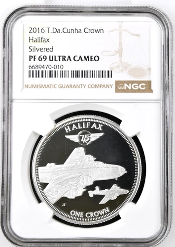 2016 T Da Halifax One Crown Tristan Da Cunha Silvered Coin NGC PF 69 ULTRA CAMEO