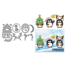Silly Christmas Penguins Metal Cutting Dies Stencils Card Making Scrapbook Craft
