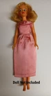 VTG Barbie Clone Fashions-Handmade Salmon-Pink Satin Midi Dress NO DOLL