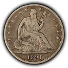 1891 50c Seated Liberty Silver Half Dollar - Original Fine - SKU-H3870