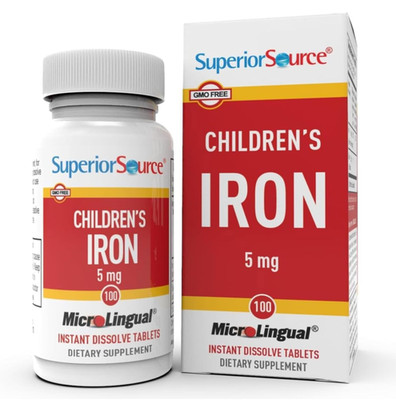 Superior Source Children' s Iron 5mg Supplement for Toddlers 100Dissolve Tablets