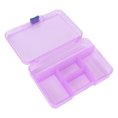 Grid Organizer Box Purple Sliding Buckle 5 Compartments Storage Container For