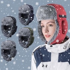 Winter Thermal Hat Aviator Ushanka Hat Russian Cap with Ear Flaps for Men Women