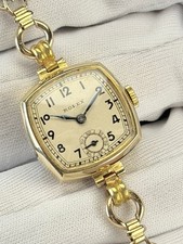 Rolex Lady Vintage Cocktail Watch 9ct Gold Art Deco Antique Bracelet 20mm