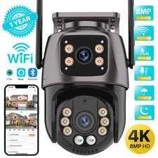 4K 8MP HD Wifi PTZ Camera Outdoor 4MP Dual Lens Dual Screen AI Auto Tracking IP