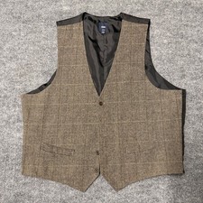 ap Men s XXL Brown Herringbone Tailored Waistcoat Vest 5 Button