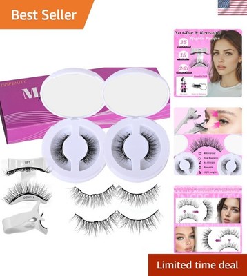 Complete Magnetic Eyelashes Set - 2 Pairs with Applicator, Perfect for Beginners