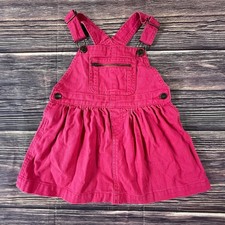 Chaps Baby Girls 2T Pink Denim Overall Jumper Dress Adjustable Straps Zip Pocket