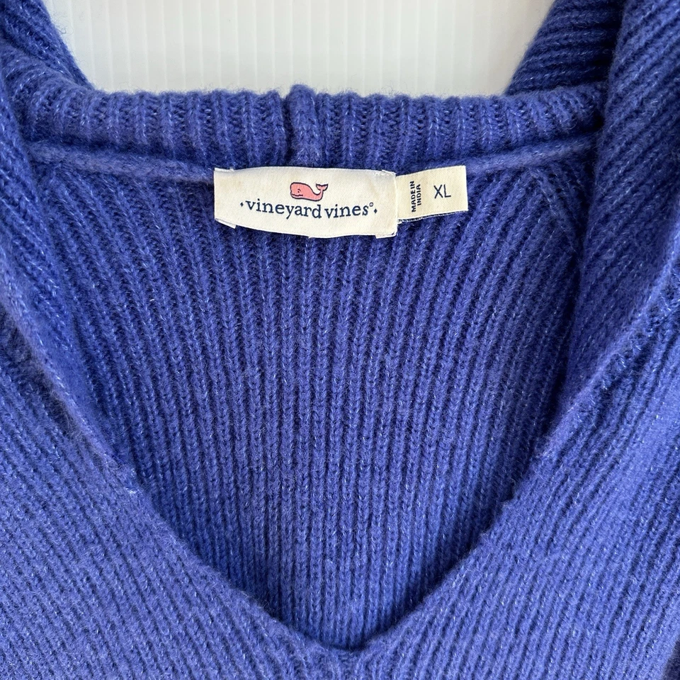 Suéter Vineyard Vines Para Mujer XL Mezcla de Lana Capucha Cuello en V Calce Suelto Tejido Suave!! Foto 4 de 4