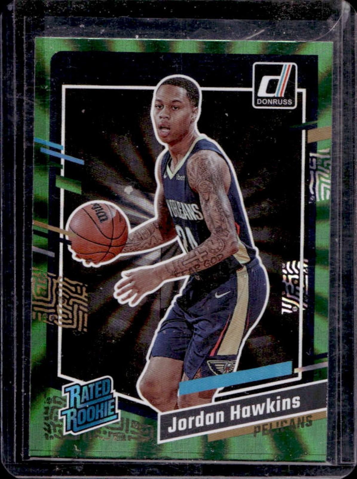 2023-24 Donruss Jordan Hawkins Green Laser Holo Rated Rookie #219 Pelicans