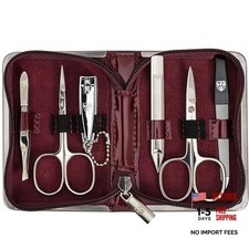 Brand Quality 6 Piece Manicure Pedicure Kit Set for Burgundy - Laquered