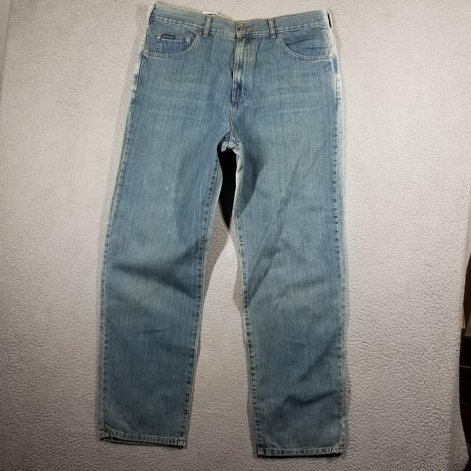 Mens Jeans 36x32 Blue Straight Leg Medium Wash Denim Mg46a18