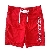 Abercrombie Kids Boys Size L Swim Trunks Red Solid Board Shorts Drawstring Lined