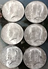 1964 Kennedy Half Dollars-6 ea - 90% Silver - Above Average / Lightly Circulated