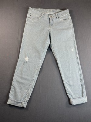 Zara Z1975 Jeans Womens 2 Blue Pinstripe Zara Basic Denim