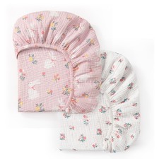 david's kids Muslin Crib Sheets for Girls, 2 Pack 100 Cotton Soft Breathable...