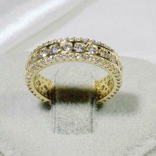 Full Eternity Ehering Ring 3,00 ct Rundschliff Diamant 14 K Gelbgold Oberfl&auml;che