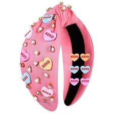 Valentine  s Day Headband for Women Love XOXO Heart Headbands Jeweled Conversa...