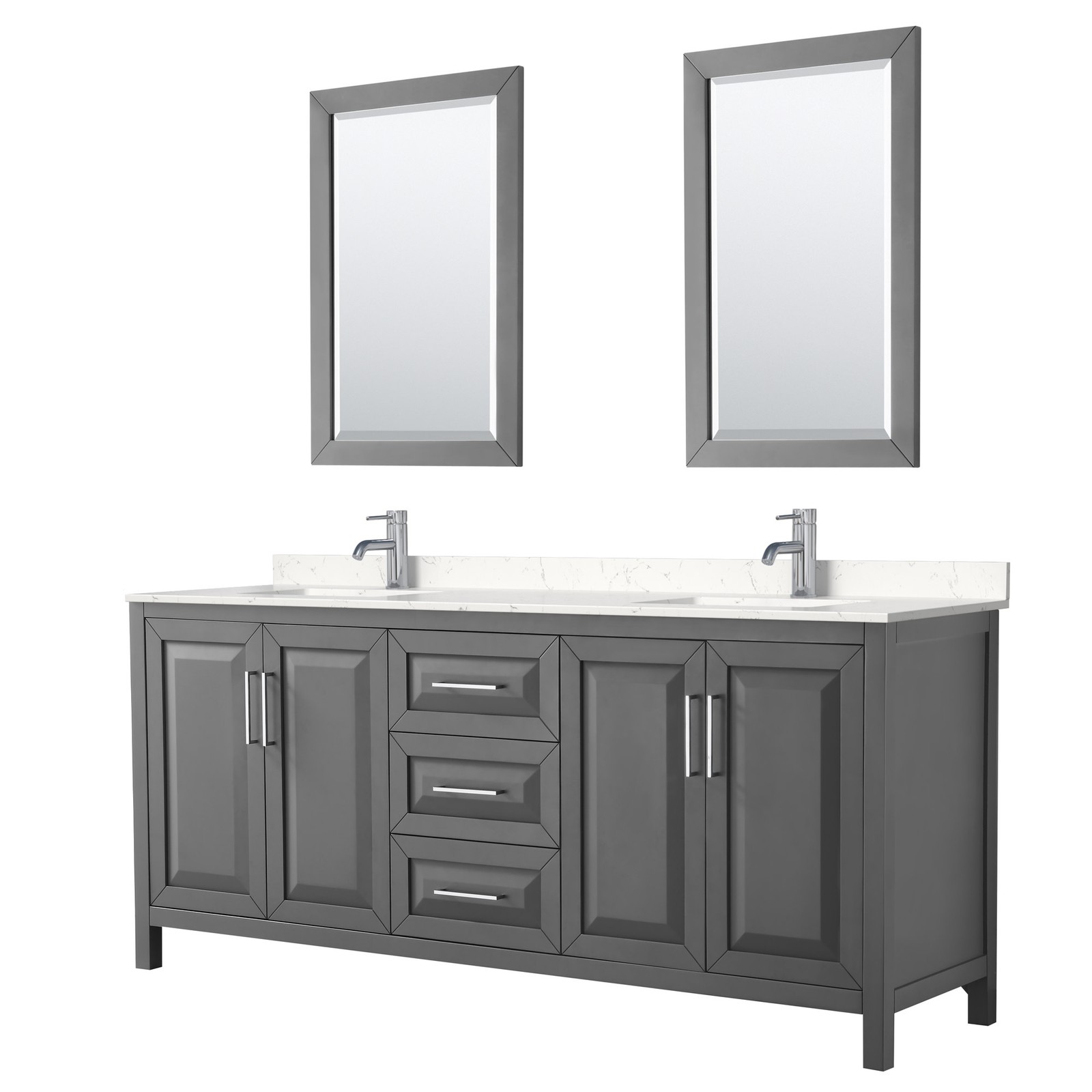 Wyndham Collection 80-Inch Daria Vanity in Dark Gray with Carrara Marble Top  