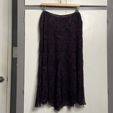 Lauren ralph lauren women 100 silk maxi skirt size 14 paisley hippie fairy