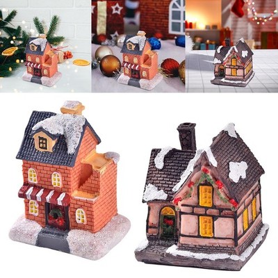 Christmas Snow Village House Scene Ornament Light Miniatur für den Urlaub zu