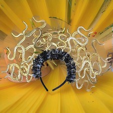 Medusa Gold Black Snake Headband Hair Accessory Halloween Gorgon Greek Myth