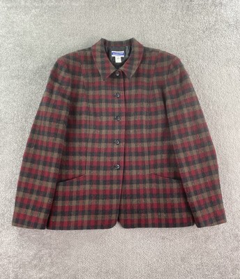 Vintage Pendleton Jacket Womens 18 Red Wool Plaid Flannel Button Shacket USA