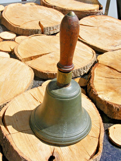 School bell Antique Brass Hand Bell Wooden Handle old school bell