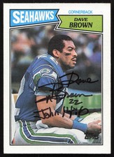 Dave Brown Autographed 1987 Topps Card #182 Seattle Seahawks