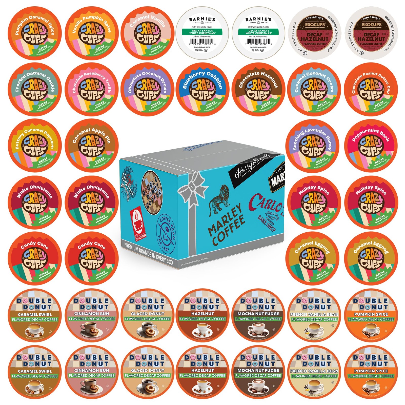 Flavored Decaf Coffee Pods Variety Pack, Great Mix of Decaffeinated Coffee Po...