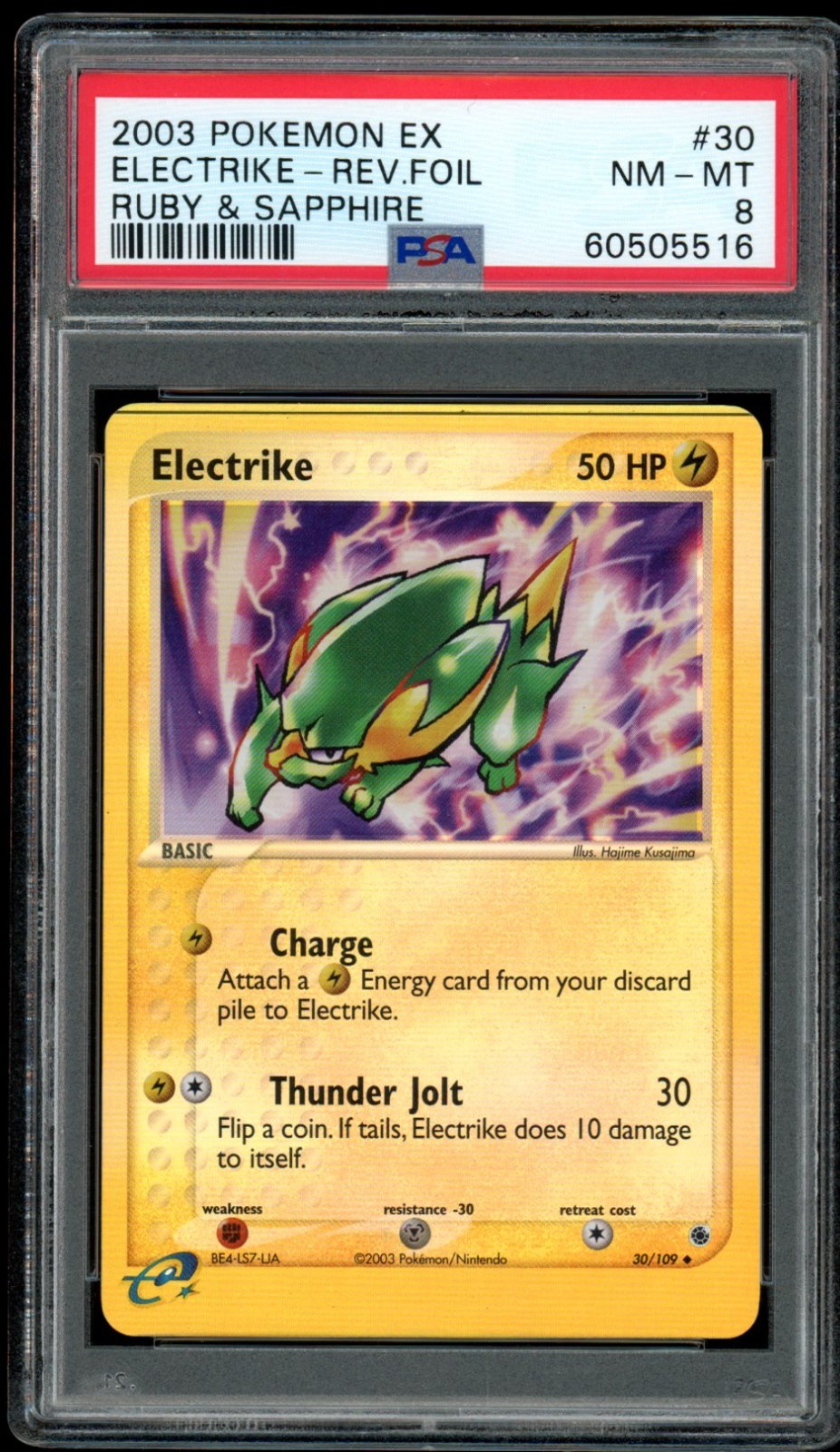2003 Pokemon EX Ruby & Sapphire #30 Electrike Reverse Holo PSA 8 NM-MT