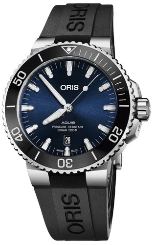 Oris Aquis Automatic Blue Dial Black Rubber Divers Mens Watch 733 7730 4135-RS