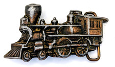 Vintage Brass Belt Buckle Train Design