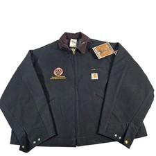 NWT VTG Carhartt J01 BLK Duck Detroit Jacket Blanket Lined Black 56 3XL
