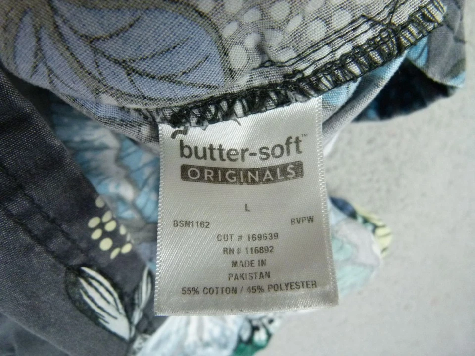 Butter-Soft Originals Large Gray Floral Butterfly V-Neck Scrub Top - Image 3 of 4