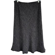 Eileen Fisher Washed Tweed Bias Skirt Raw Edge Charcoal Gray NWT Size M